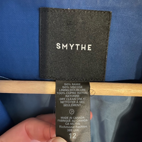 Smythe Blue Satin Peaked Lapel Blazer with Gold Buttons - Picture 5 of 10